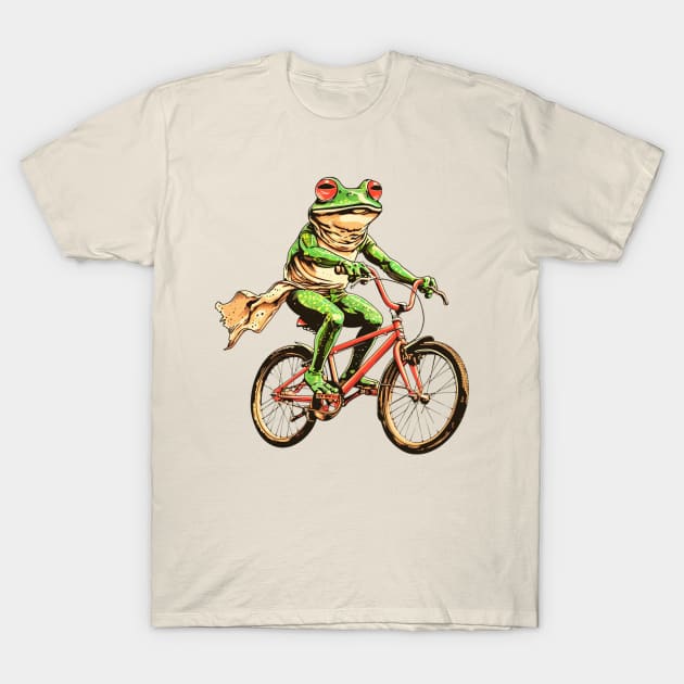 Funny Frog On A Bike T-Shirt by OscarVanHendrix